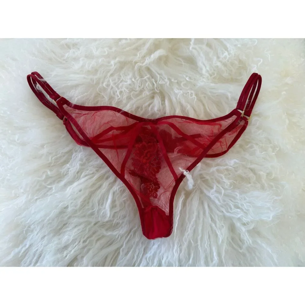 AGENT PROVOCATEUR DEMELZA Red 3 Piece Lingerie Set 36E or 36DD/4/5 - Picture 7 of 8